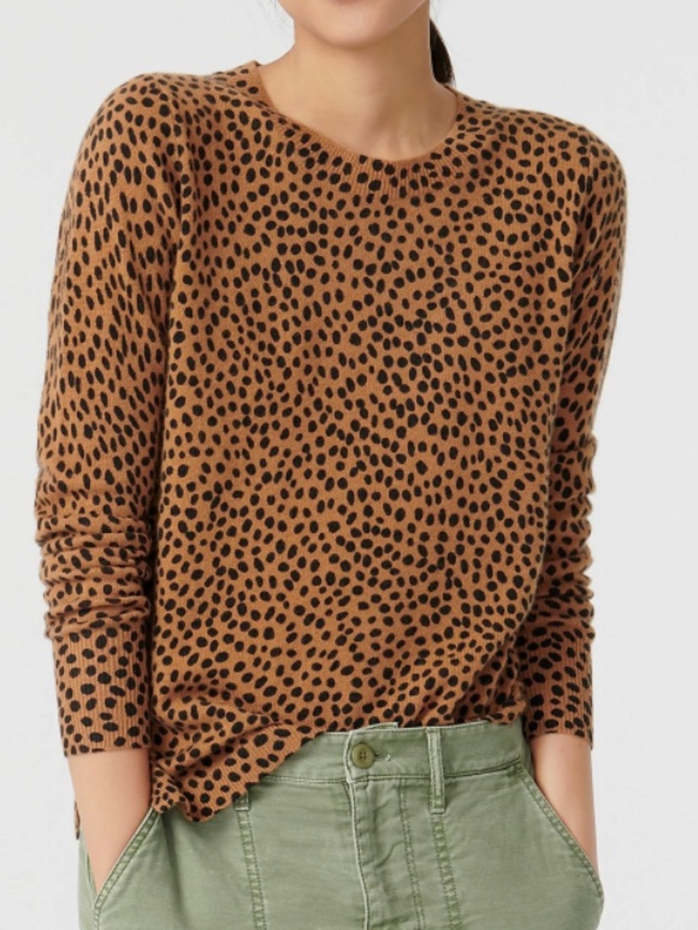 J. Crew Leopard Print 100% Cashmere Sweater Size Medium (FA21)
